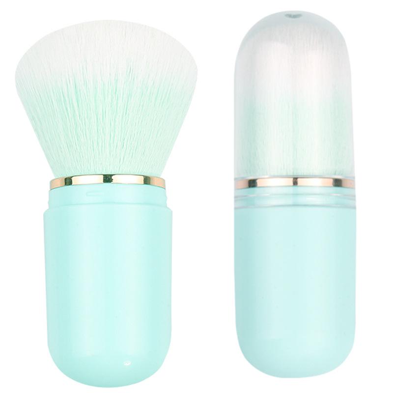 Přenosná zatahovací sada štětců na make-up v kapsli s víčkem - Obsahuje štětce na tvářenku, setting a pudr