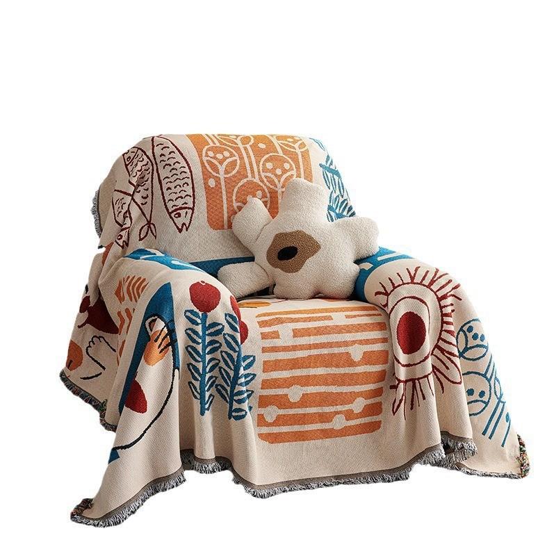 Universal Sofa Cover Slipcover Single Armchair With Non-Slip Backrest Cushion Blanket Nordic Style