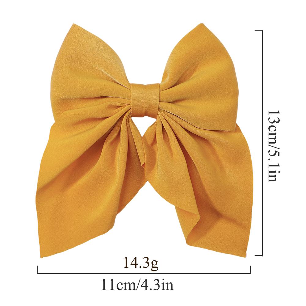 New Elegant Bow Ribbon Hair Clip Fashion Simple Solid Satin Spring Clip Hair Pin Headband with Clips Girls Hair Accessories
