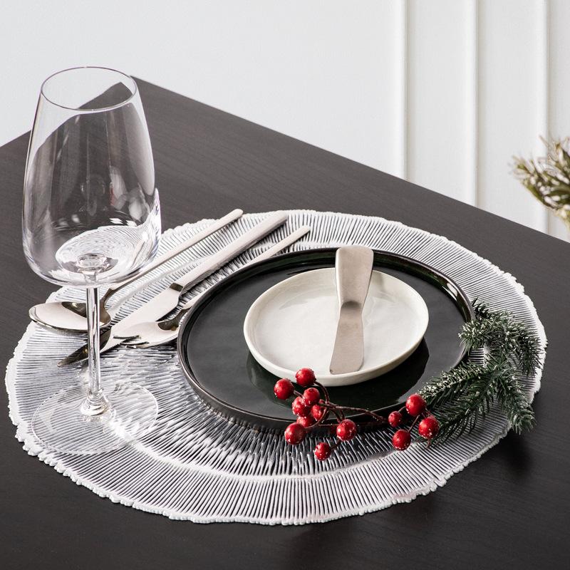 Quallen-rundes PVC-Spritzguss-Gold-Silber-Platzset, Topfuntersetzer, Tischset, Hitzeschutz, modernes minimalistisches Geschirr Esstisch