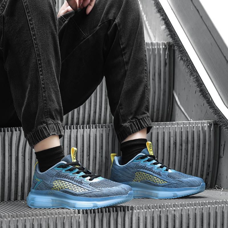 Scarpe da corsa alla moda da uomo, scarpe da ginnastica sportive ammortizzate, scarpe sportive con stampa a fiamma Flying Weave