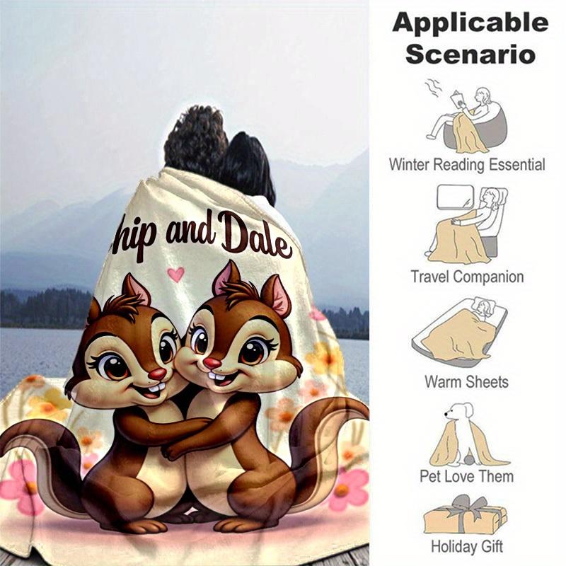 1pc, Chip and Dale Cartoon Blanket, Seasonal Universal Home Decoration Blanket, Throw, for Decorating Your Own Sofa and Living Room, Super S