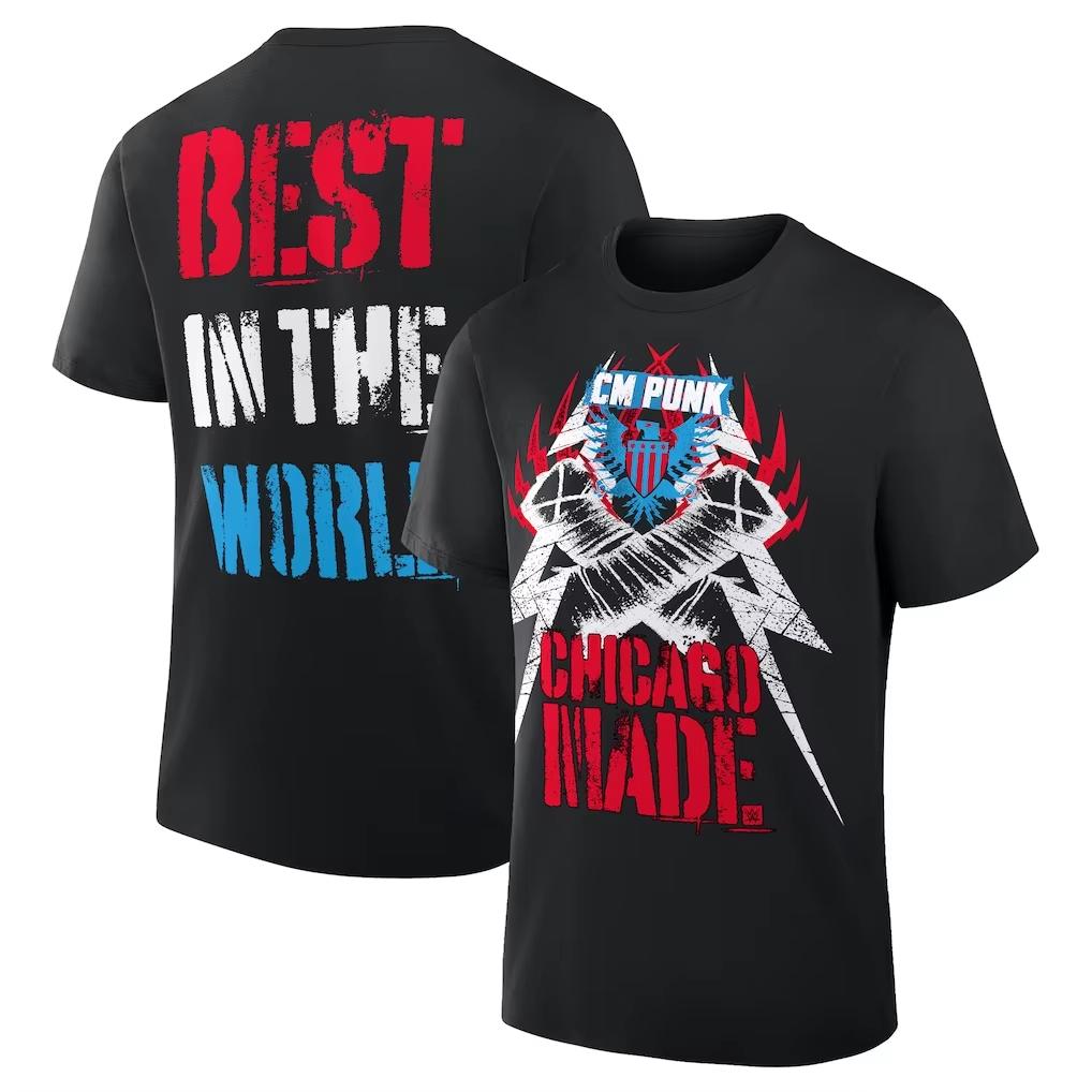 2026 Summer Hot Sale CM Punk Chicago Made T-shirt Men Women Vintage Top Unisex Lightweight Printed Short Sleeve Casual Outdoor Cotton T-shirt