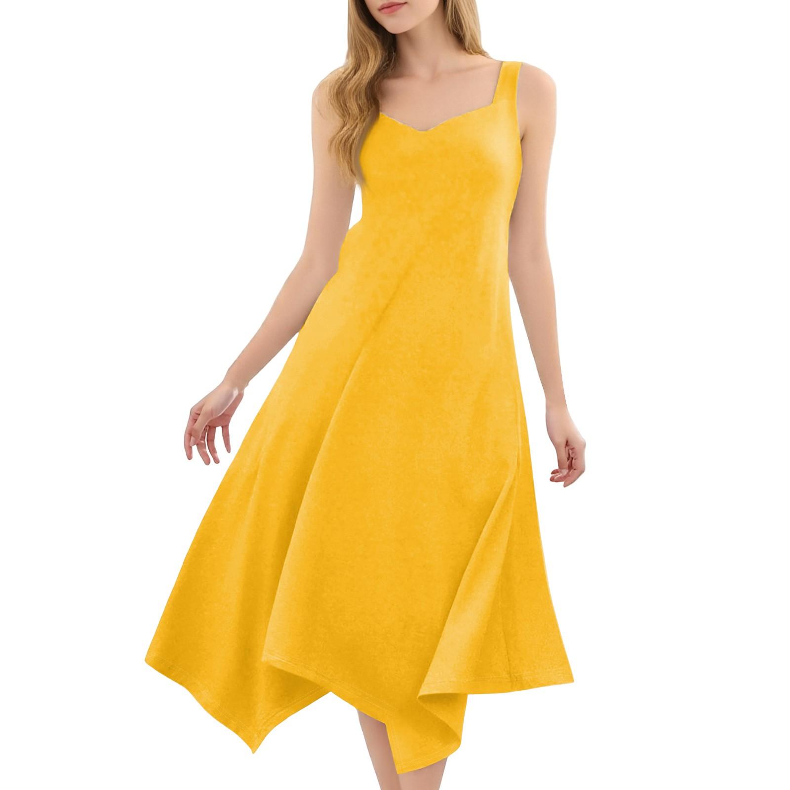 

Женское повседневное модное платье миди без рукавов с круглым вырезом и нерегулярным подолом XXL