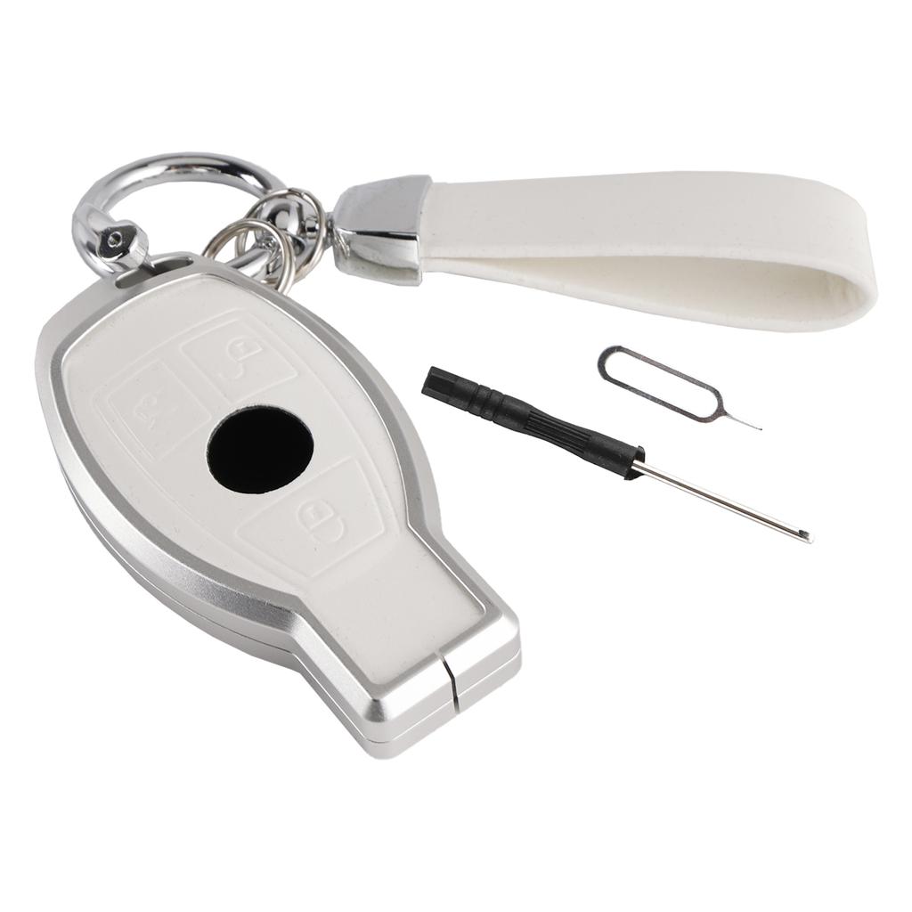 Leather Alloy Aluminum TPU Car Key White Case Cover For Benz GLC GLK CLS
