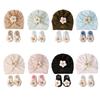 Elastic Infant Turban Hat Breathable Fetal Caps & Matching Socks Set Stylish Girls Clothing Accessories for Baby