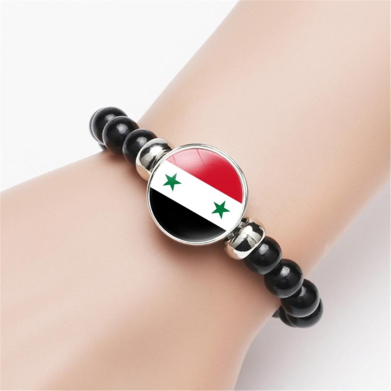 Handcrafted Black Syrian Flag Bracelet Showcasing Unique Craftsmanship and Cultural Identity for Fashion Enthusiasts