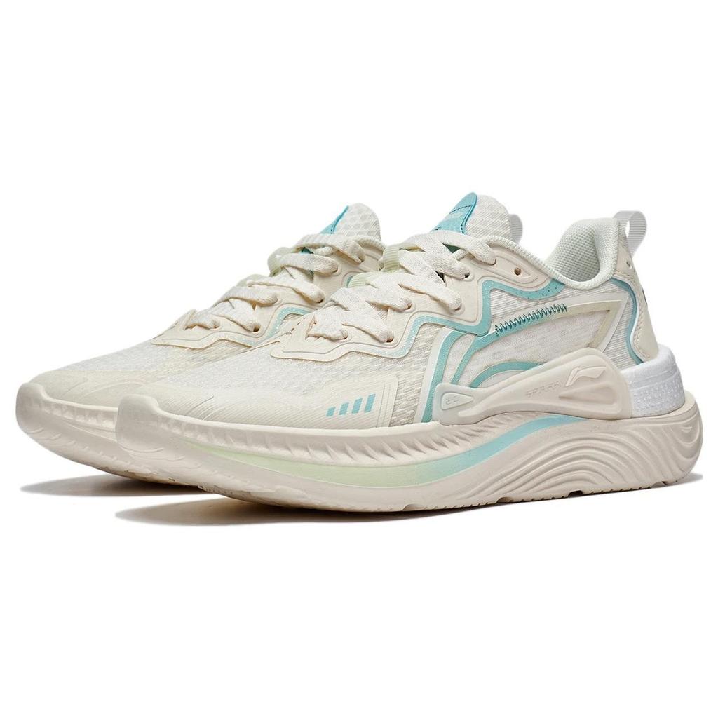 Li Ning Qing You Fabric Synthetic Leather Non-Slip Wear-Resistant Low-Top Sports Casual Shoes Women Sneaker Light-Blue AGLT058-1