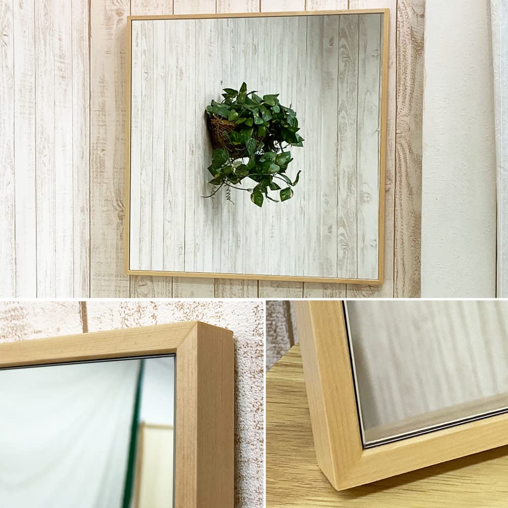 Wall 60cm 60cm Thin Wooden Made in 60 x NA Mirror, Full-Length Mirror, Square, Frame, Frame, Japan, 60cm, Shatterproof, Stylish, Nordic, Natural,