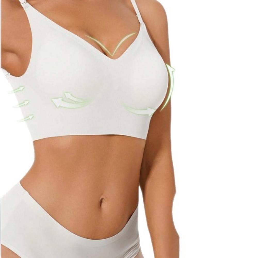 Women's Seamless Large Backless Bra U-shaped Beautiful Back Underwear Small Chest Push-up Bra with Chest Pads