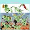 Conjunto de 8 blocos de montar fluorescentes de dinossauros jurássicos para crianças. Material atóxico e seguro.