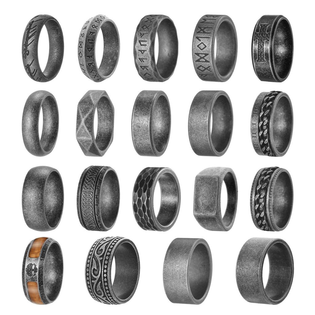 Trendy Distressed Stainless Steel Men's Retro Style Fashion Ring
