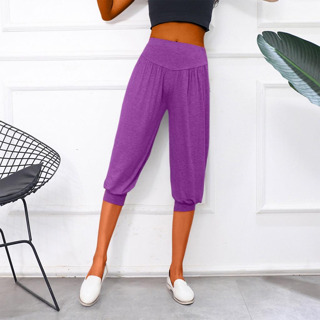 Women's Solid Color Loose Casual Yoga Seven-inch Wide-leg Pants