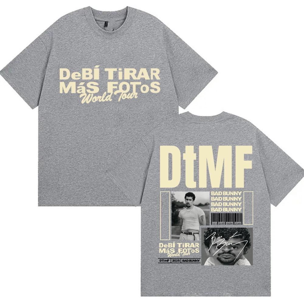 BAD BUNNY DTMF Debí Tirar Más Fotos TShirt Vintage Hip Hop Trendy Men Women Short Sleeve OversizedCotton Casual TShirts Male
