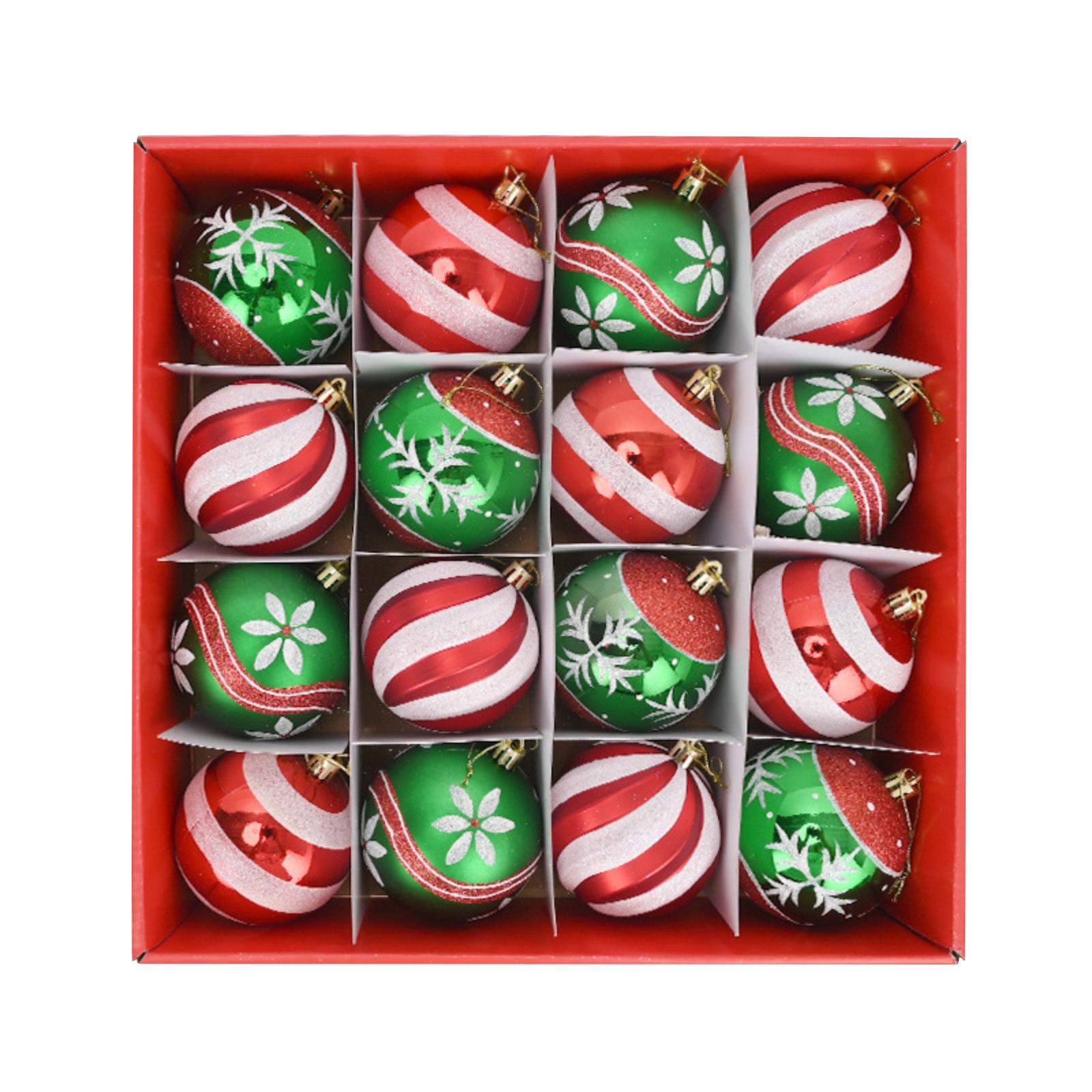 

16pcs Christmas Decoration Supplies Painted Christmas Ball Set Christmas Tree Ornaments One Size