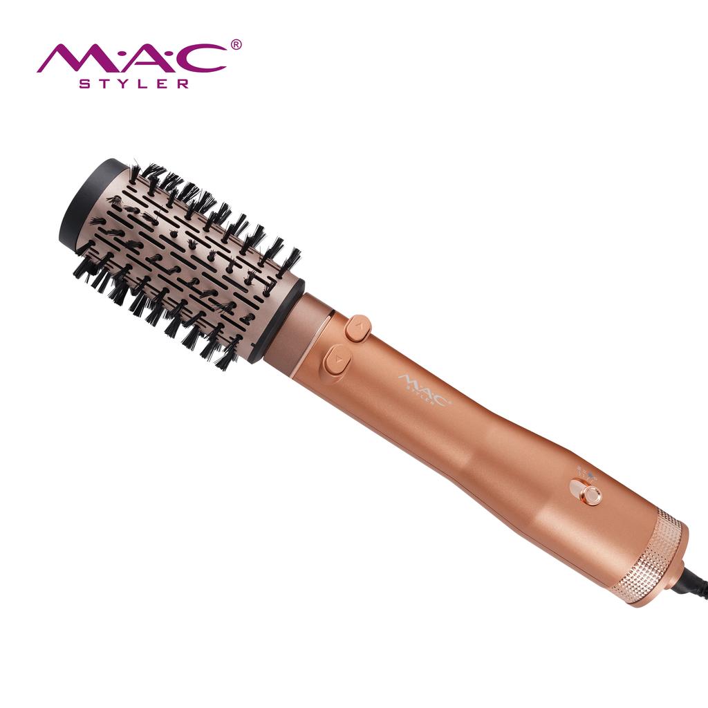 MAC Styler Dual Temp Heißluftbürste Elektrischer Haartrockner 2 austauschbare Bürstenköpfe Nylon für Haushalt und Hotel Negative Ionen MC-6750