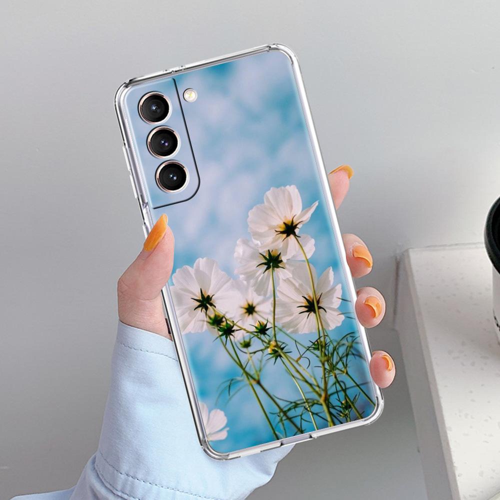 Phone Case For Samsung Galaxy S26 S25 S24 S23 S22 Ultra S20 S21 FE 5G Plus Soft Clear Cover Summer Colorful Flower