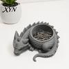 Metal Flower Pot 3D Printed Lying Dragon Flowerpot for Small Green Plants, Decorative Succulents Outdoor Indoor Plant Ornament, Dark Style Figurine