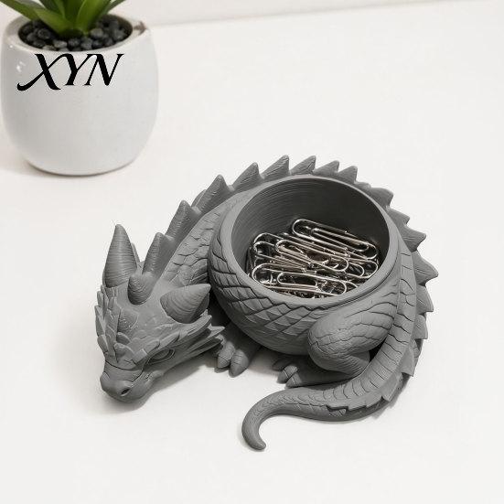 Metal Flower Pot 3D Printed Lying Dragon Flowerpot for Small Green Plants, Decorative Succulents Outdoor Indoor Plant Ornament, Dark Style Figurine