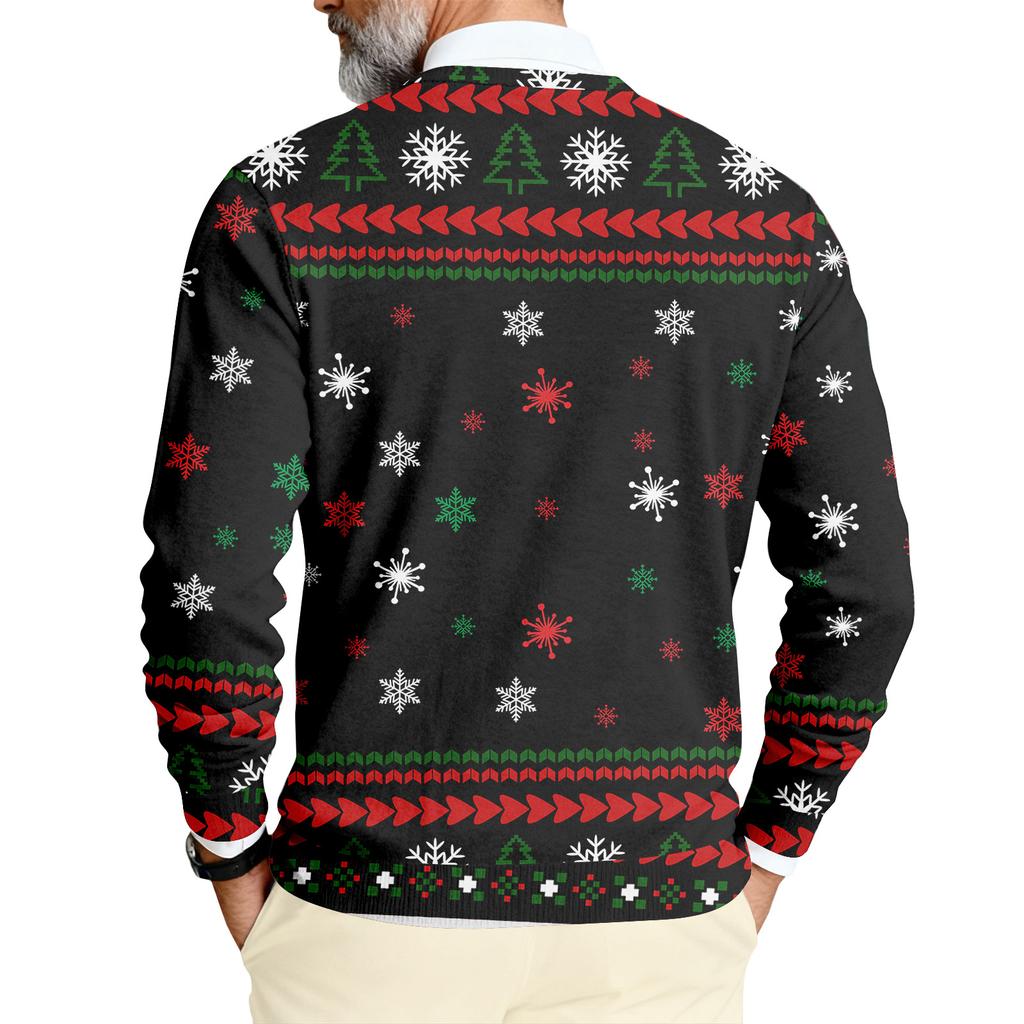 Herre Trykket Rund Hals Langermet Ribbestrikket Genser