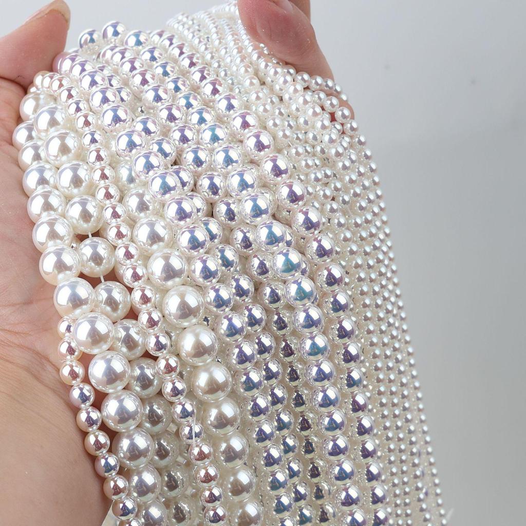 Pearl Aurora Super Bright Celestial Imitation Mother-of-Pearl White Round Beads for DIY Jewelry