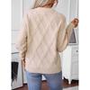 Autumn and Winter New Solid Round Neck Diamond Women's Casual Knitted Sweater 2024