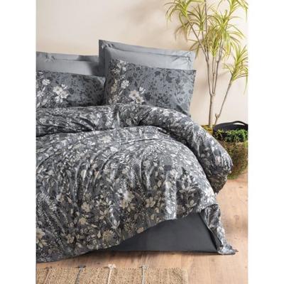 Bäddset - 1 påslakan 220 x 240 cm + 2 örngott 60 x 60 cm - 100% förstärkt bomull - Antracit