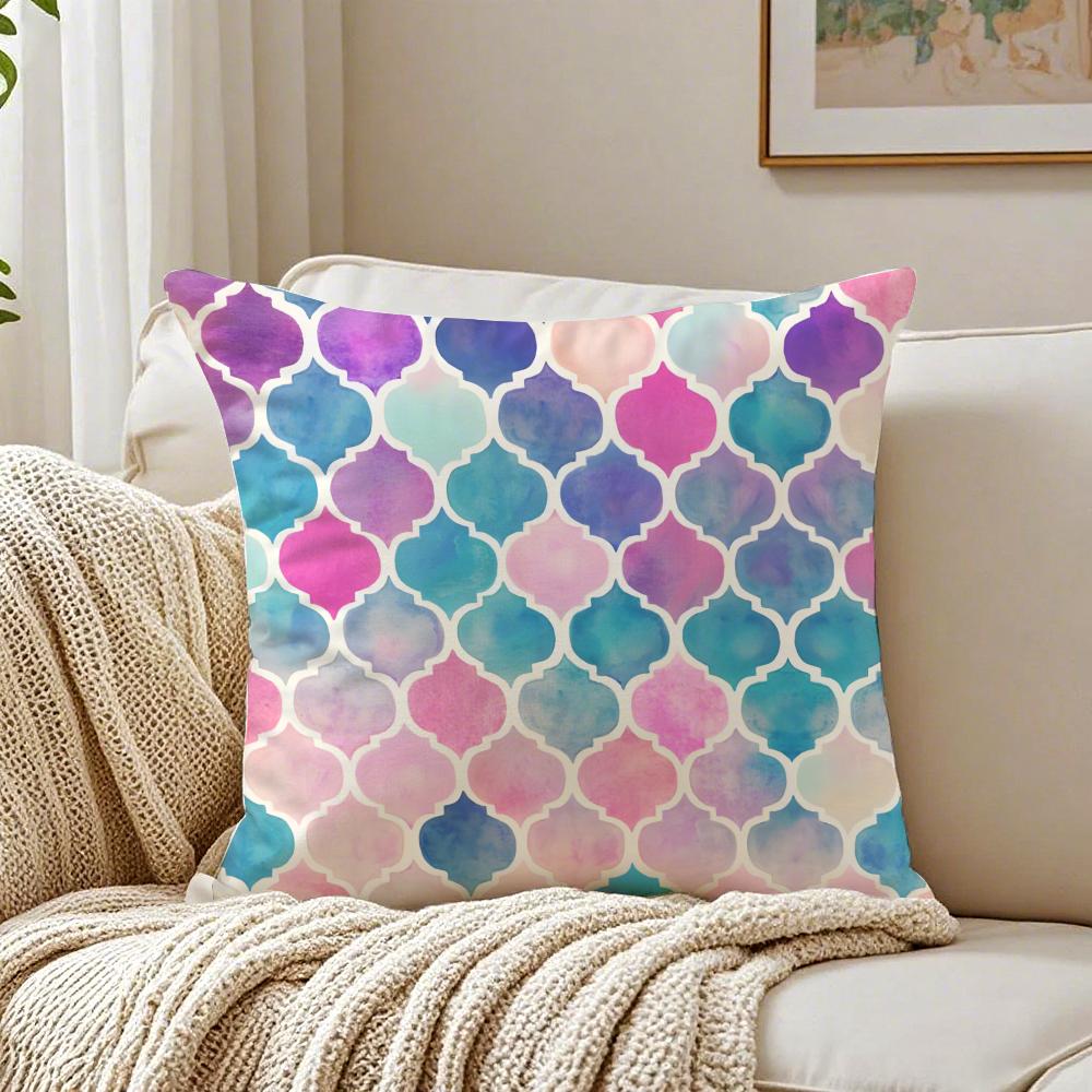 MMoroccan Pattern Cushion Cover Linen Pillowcase Soft for Sofa Bed Home Room Decor