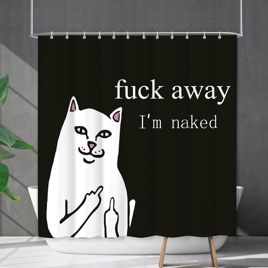 Shower Curtain Waterproof And Mildew-Proof Digital Printing English Alphabet Shower Curtain Bathroom Shower Cloth Partition Curtain Free Of Punching