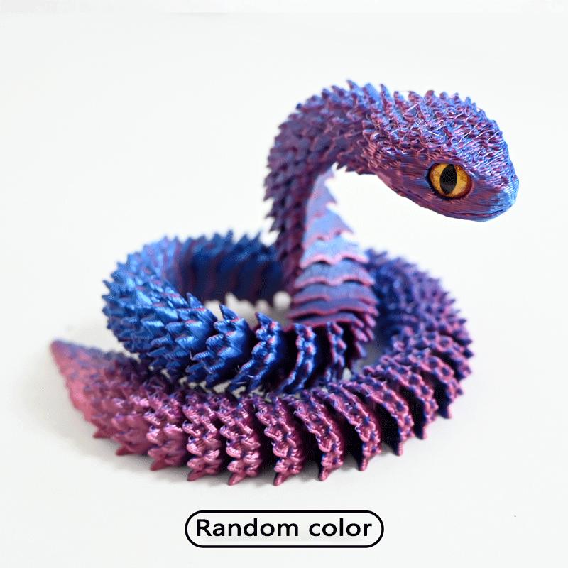 3D Printed Articulated Snake Fidget Toy Realistic Movable Joint Snake Action Figure Stress Relief Desk Decor Animal Model Gift
