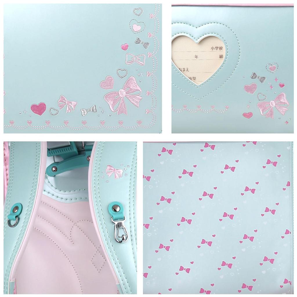 Coulomb Schoolbag for Premium Faux Leather and Pearl Heart Bow Transparent Backpack Shoe and Other Bonuses Girls, Fabric, One-Touch Lock, &