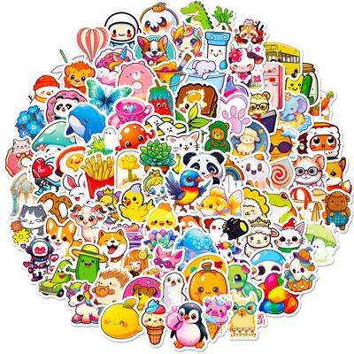 100 New Style Mixed-match Cartoon Doodle Animal Food Stickers DIY Suitcase Notebook Water Cup Stickers