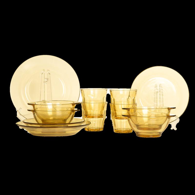 PYREX Corning Jingyao 12-Piece Heat-Resistant Glass Dinnerware Set