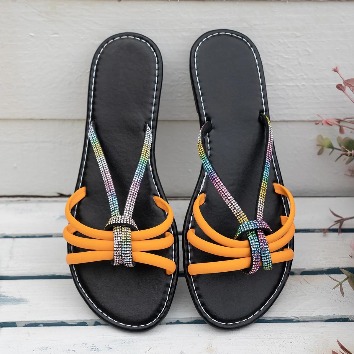 

Обувь Роскошный дизайн, женские летние тапочки на плоской подошве, женские уличные трендовые женские повседневные шлепанцы, женские тапочки, женские пляжные сандалии 43 оранжевый