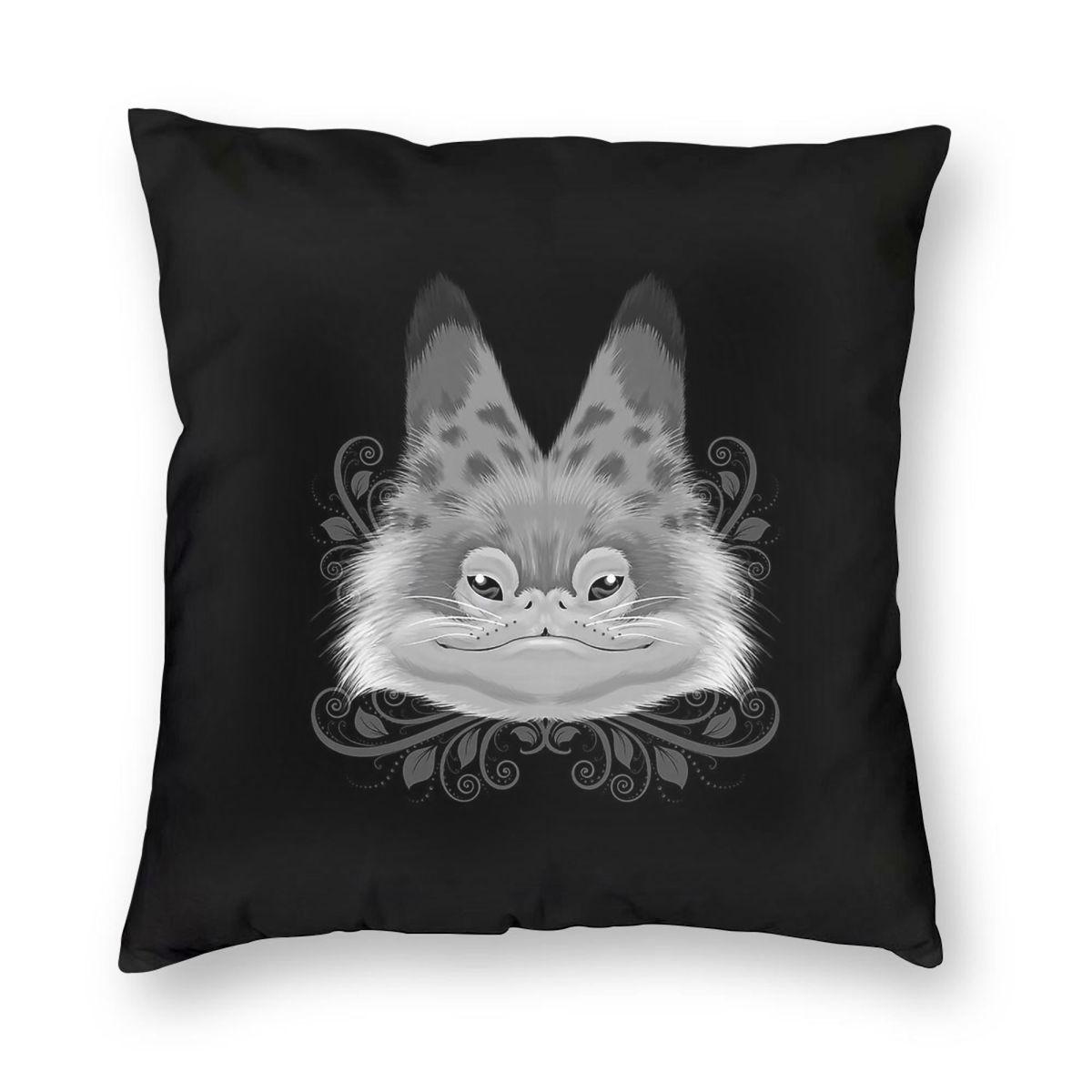 Loth-Cat Loth Cat Grey Pillowcase Polyester Linen Velvet Pattern Zip Decorative Sofa Seater Cushion Case Peach skin 18*18(CM)-1Pcs