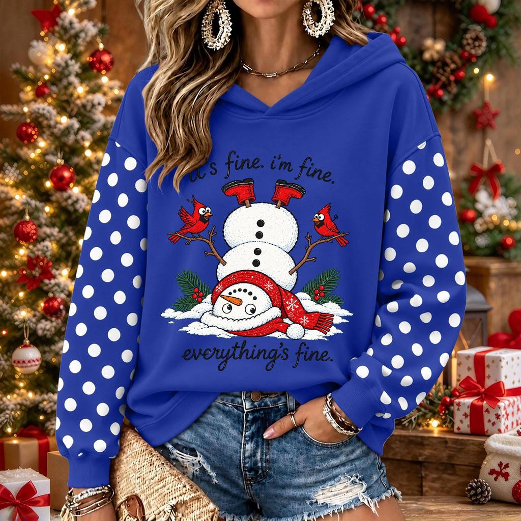Women's Christmas Print Long Sleeve Top Casual Comfortable Winter Blouse for Holiday Wear