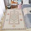 Ethnic Style Diamond Color Block Pattern Area Rug with Tassels Retro Fashion Non-Slip Floor Mat for Living Rooms Bedrooms