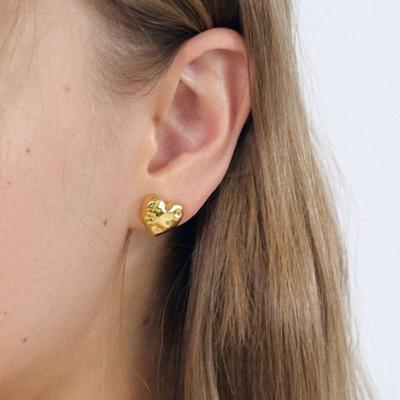 NUOY (925 Silver) Gold Heart Earrings