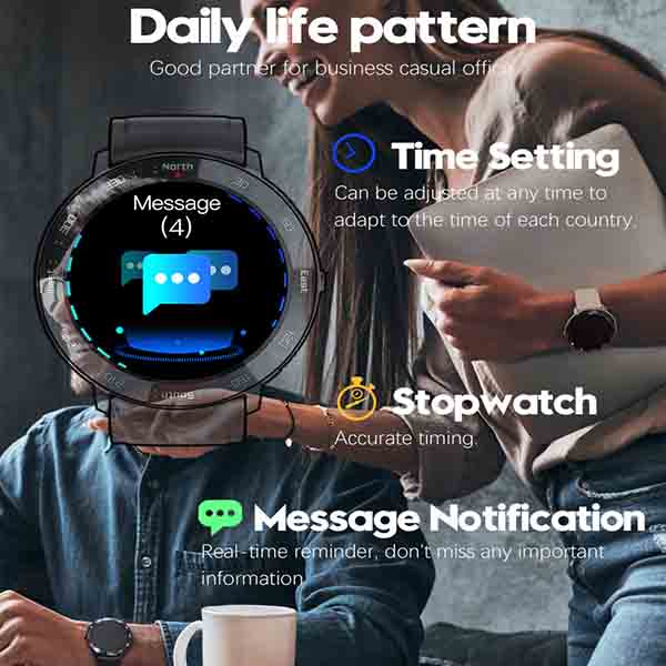 NORTH EDGE NL03 Men's Smart Watch 1.28" Touch Screen Fitness Sport Heart Rate Blood Pressure Monitor Unisex Bluetooth Smartwatch