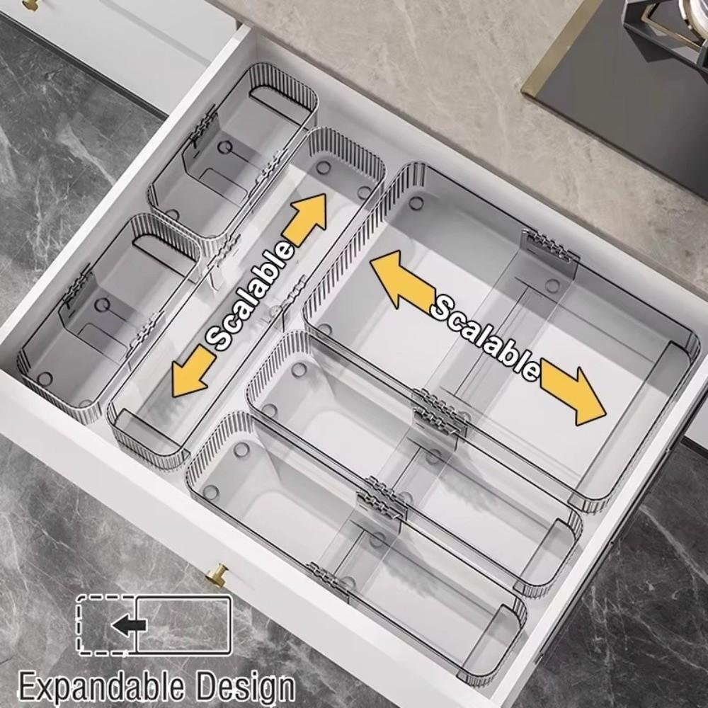 Transparent Drawer Tray Divided Drawer Storage Bin Multifunctional Expandable Drawer Organizer
