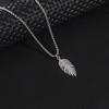 New European & American Men's Stainless Steel Feather Leaf Necklace