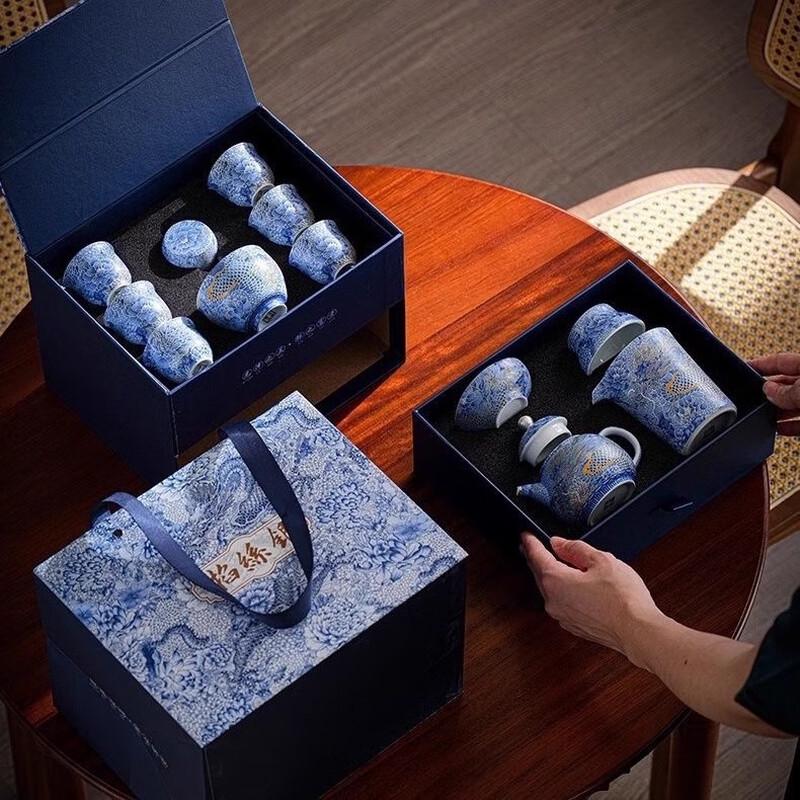 Qinglong Filigree Silver 11-Piece Ceramic Kung Fu Tea Set