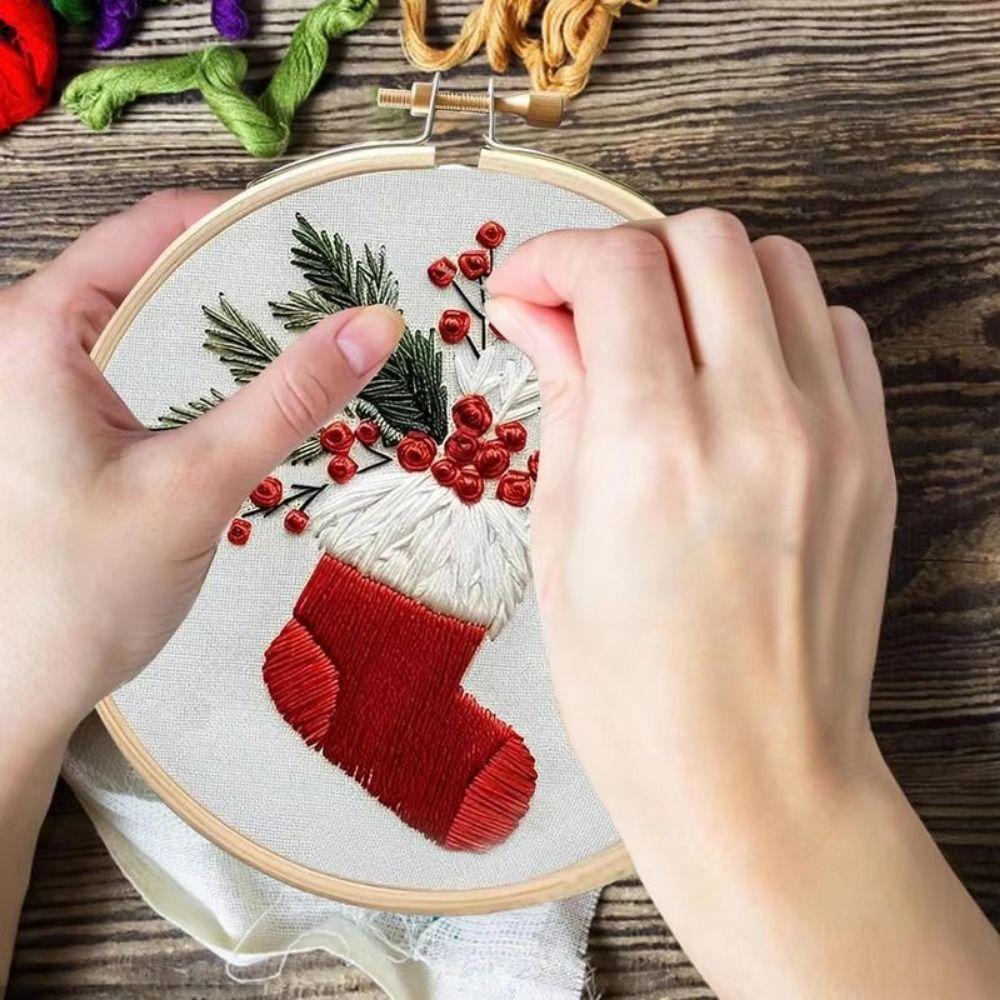 Christmas Patterns Christmas Embroidery Kit Creative Starter Embroidery Kit  Adults