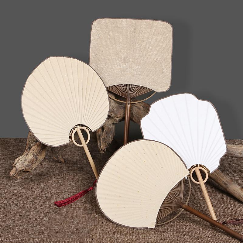 Elegant and Unique Traditional Plain Fan DIY Art Hand Drawn Circular Square High-end Rice Paper