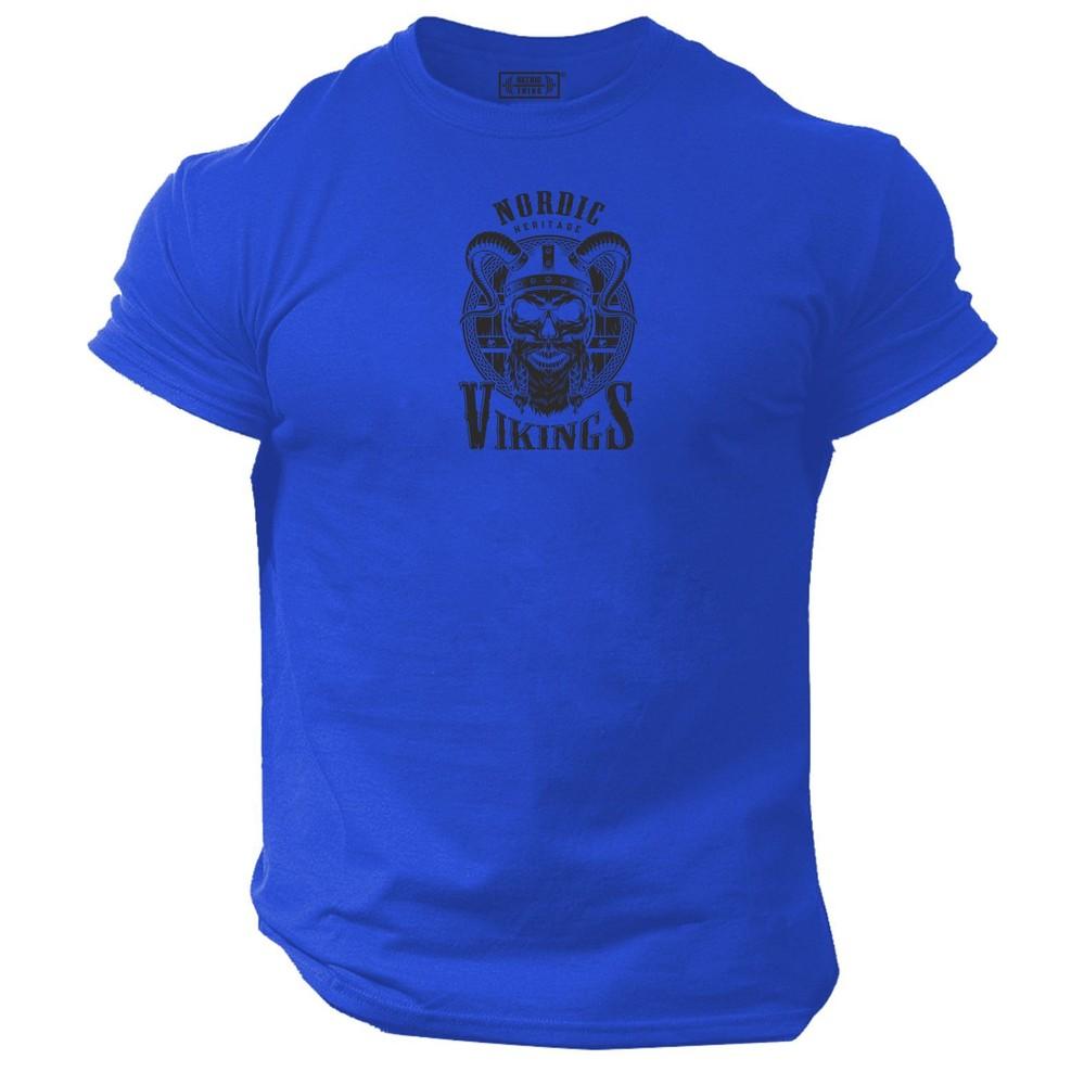 Beard Skull T Shirt Gym Clothing Bodybuilding Mma Vikings Valhalla Gymwear Top S