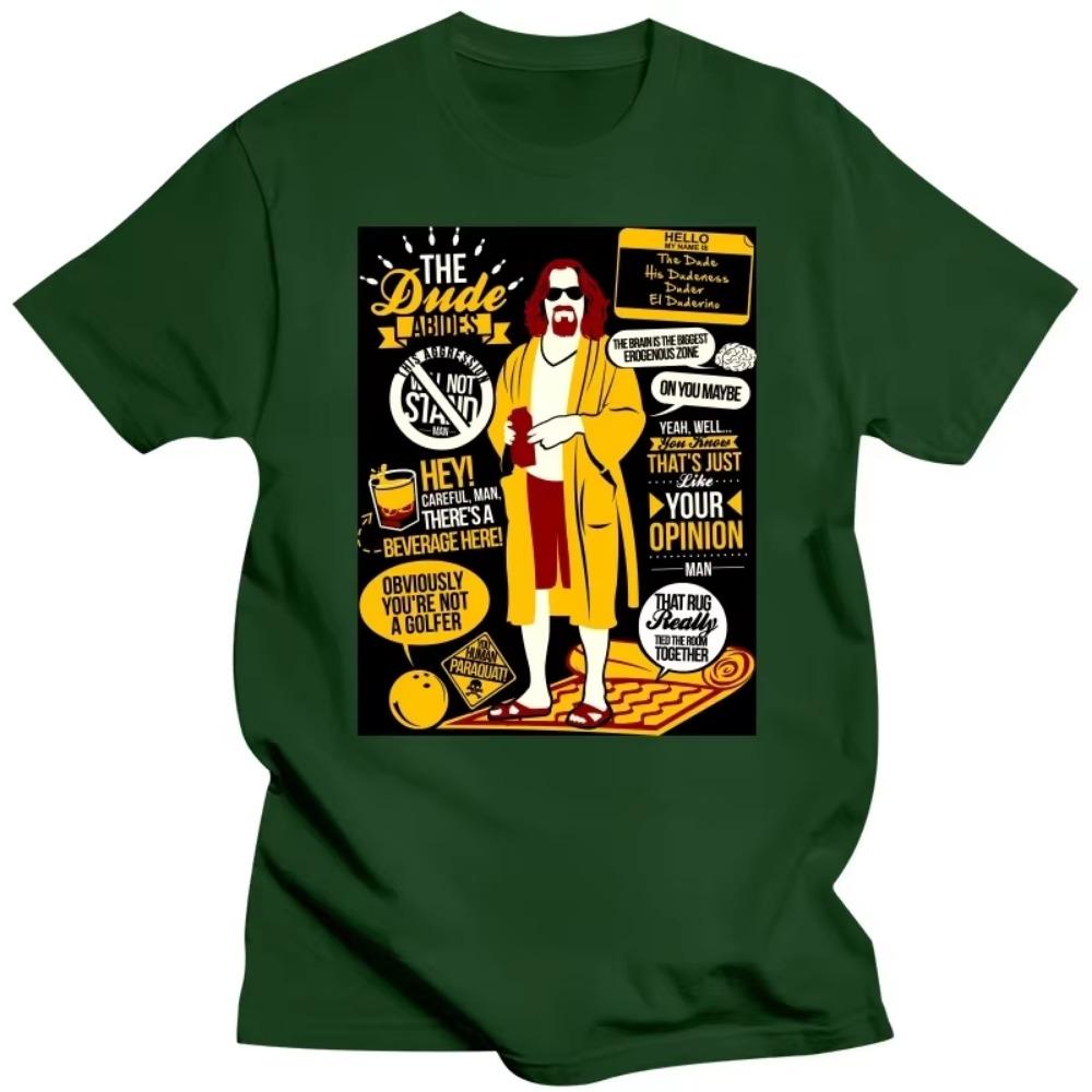 Mens Funny The Dude Quotes T Shirt Short-Sleeve Cotton The Big Lebowski Tshirt Designer Humor Tee Tops Comedy Film Apparel Gift