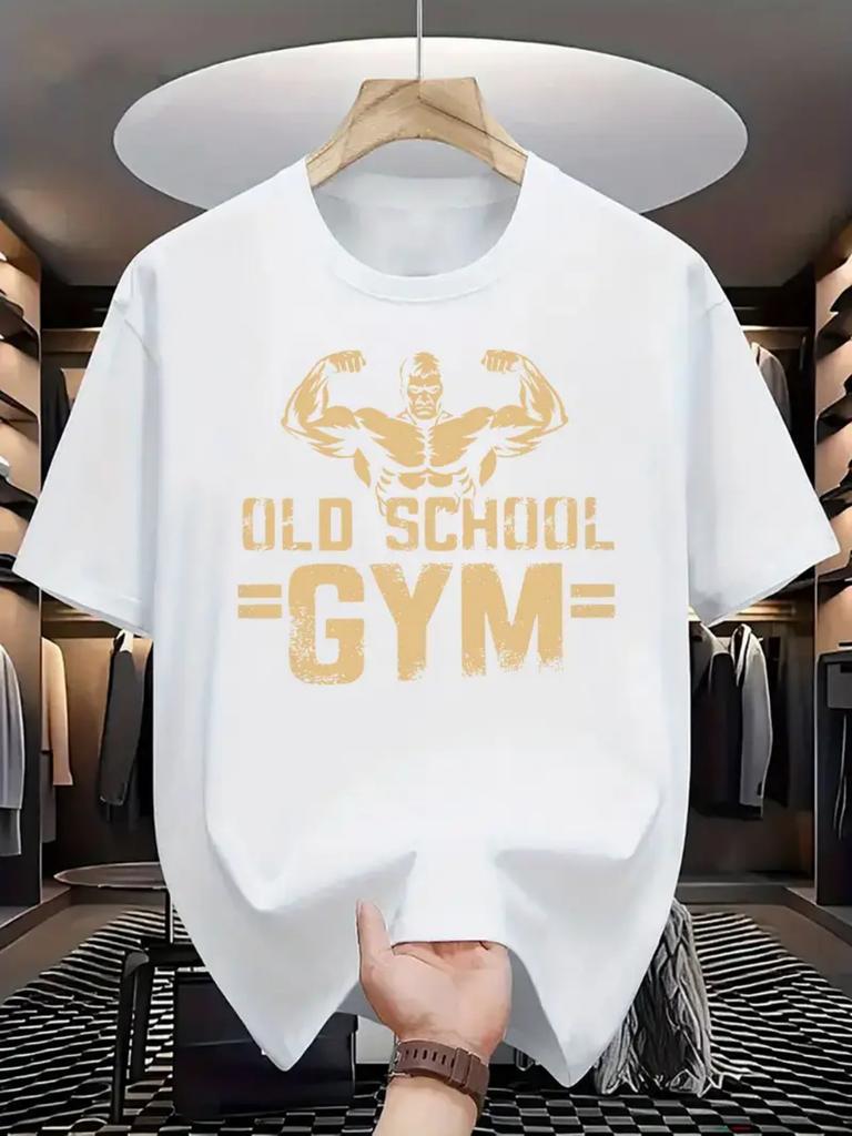 European Sizes Men'S Summer Loose-Fitting Round Neck Graphic T-Shirt, Versatile Trendy Top