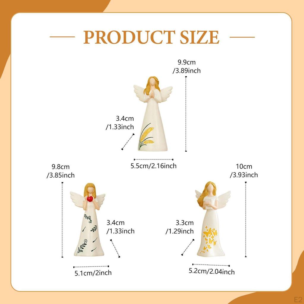 3x Angel Figurines,Desktop Figures Collectible Gift Sisters Sculptures Girl Friendship Statues for