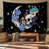 Hexenmond & Totenkopf-Pilz Wandteppich - Dunkel Boho Himmelsblumen Wandbehang für Raumdekoration