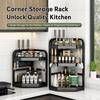 Kitchen Corner Storage Rack No-Drill Countertop Organizer Modern Minimalist Carbon Steel